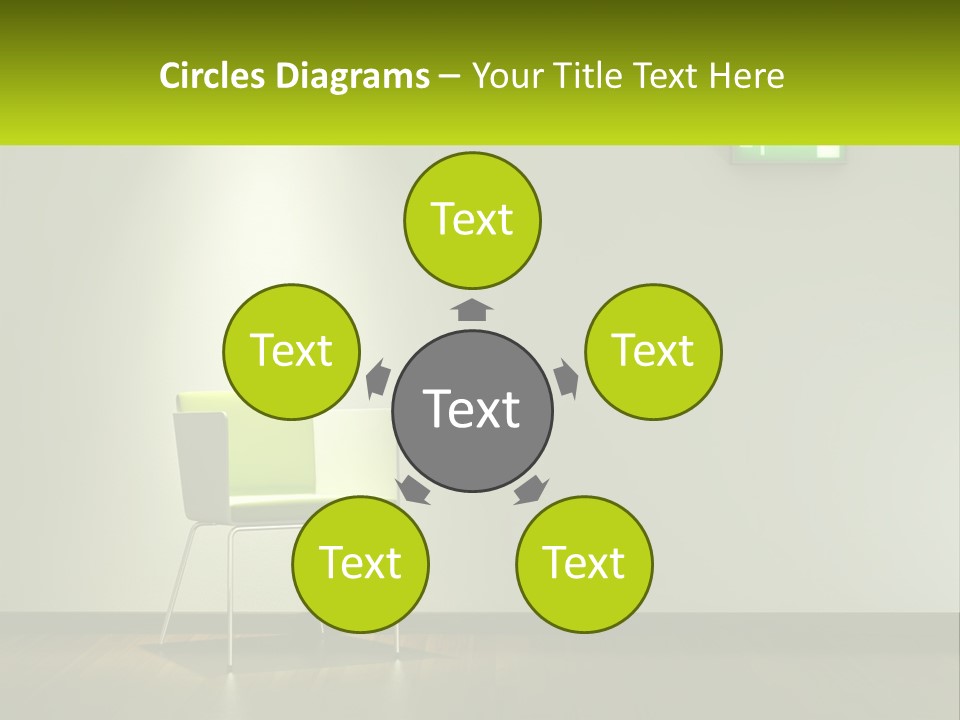 A Green Chair Sitting In Front Of A White Wall PowerPoint Template