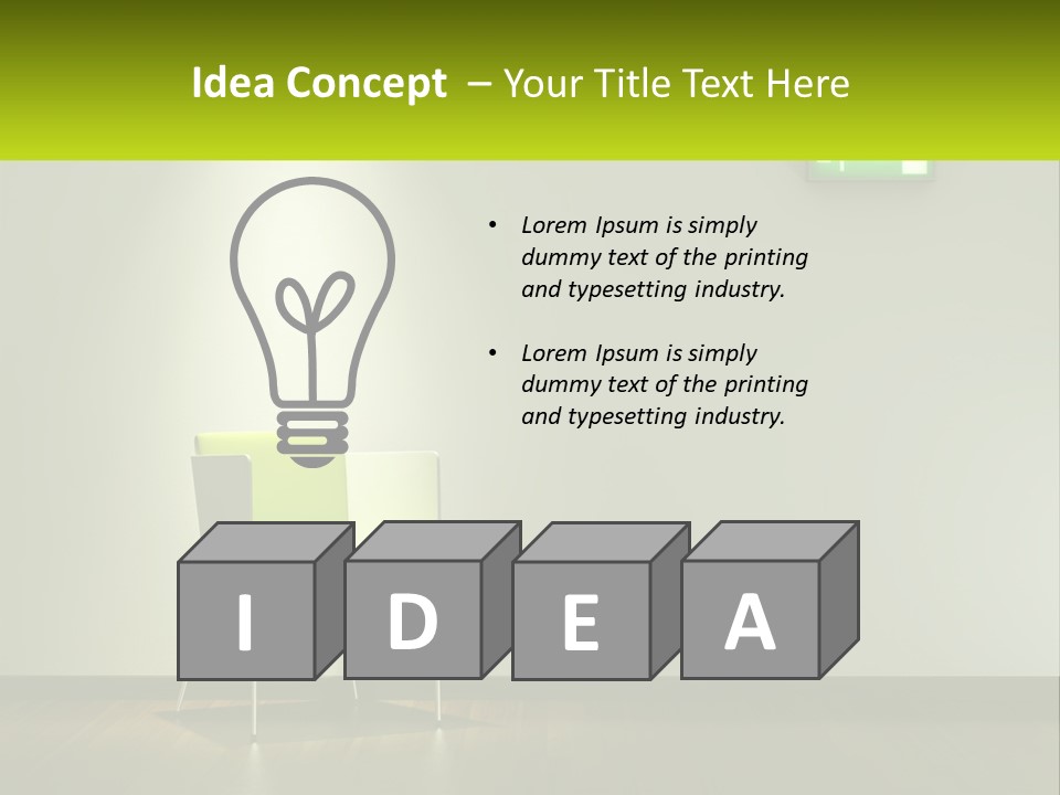 A Green Chair Sitting In Front Of A White Wall PowerPoint Template