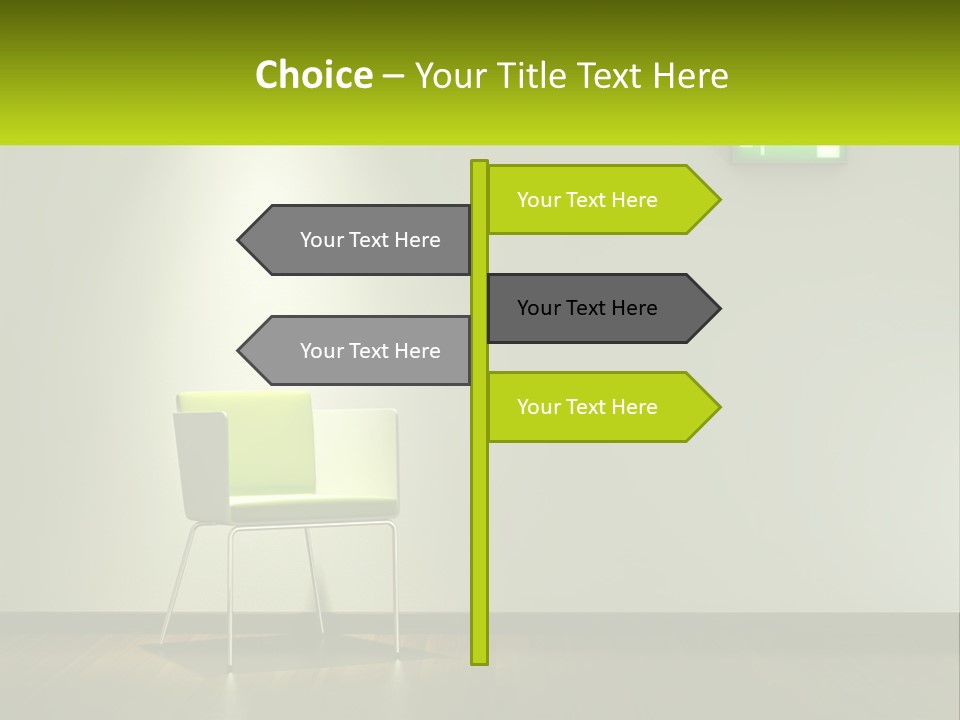 A Green Chair Sitting In Front Of A White Wall PowerPoint Template