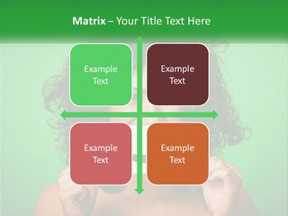 A Woman Holding A Card With A Smiley Face On It PowerPoint Template