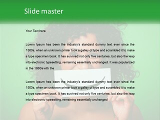 A Woman Holding A Card With A Smiley Face On It PowerPoint Template