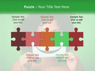 A Woman Holding A Card With A Smiley Face On It PowerPoint Template