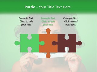 A Woman Holding A Card With A Smiley Face On It PowerPoint Template