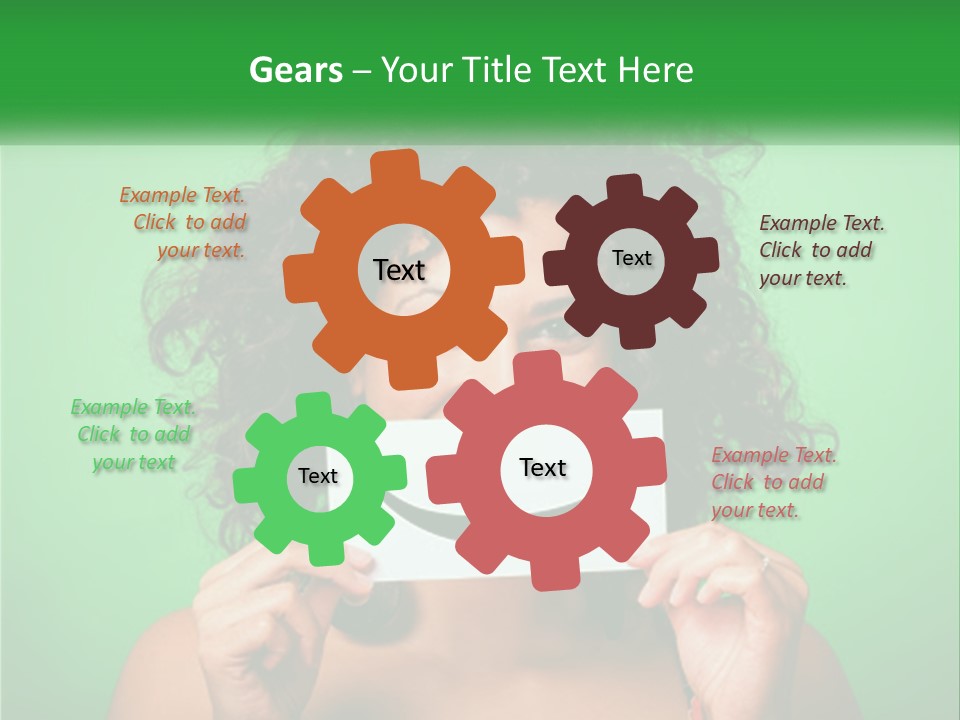 A Woman Holding A Card With A Smiley Face On It PowerPoint Template