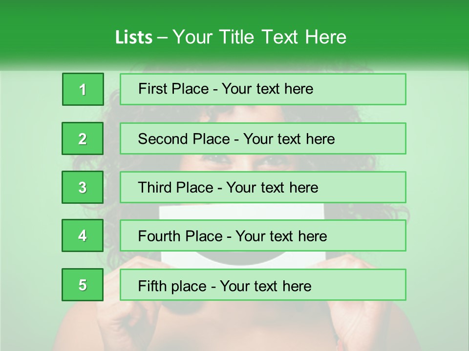 A Woman Holding A Card With A Smiley Face On It PowerPoint Template