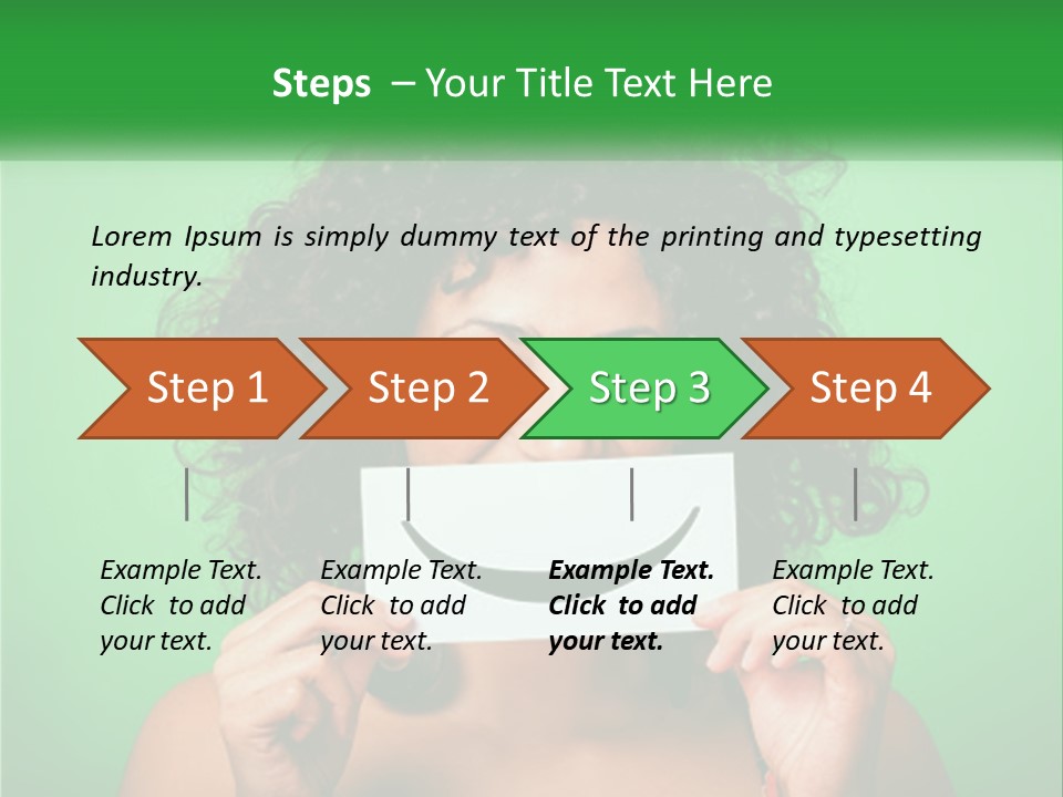A Woman Holding A Card With A Smiley Face On It PowerPoint Template