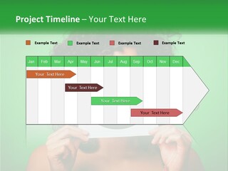 A Woman Holding A Card With A Smiley Face On It PowerPoint Template