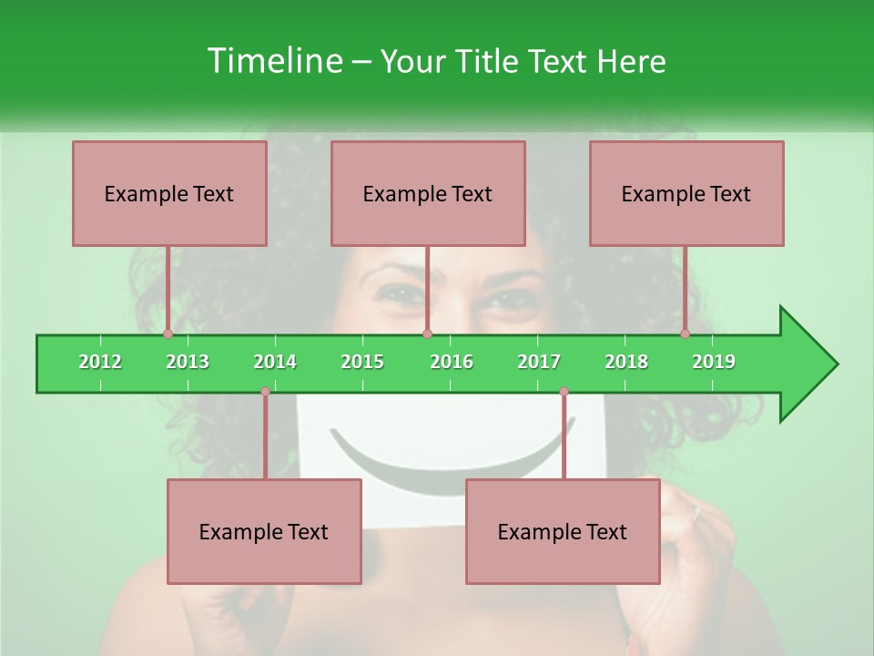 A Woman Holding A Card With A Smiley Face On It PowerPoint Template