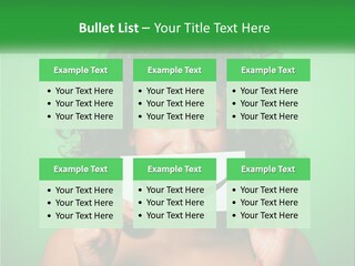 A Woman Holding A Card With A Smiley Face On It PowerPoint Template