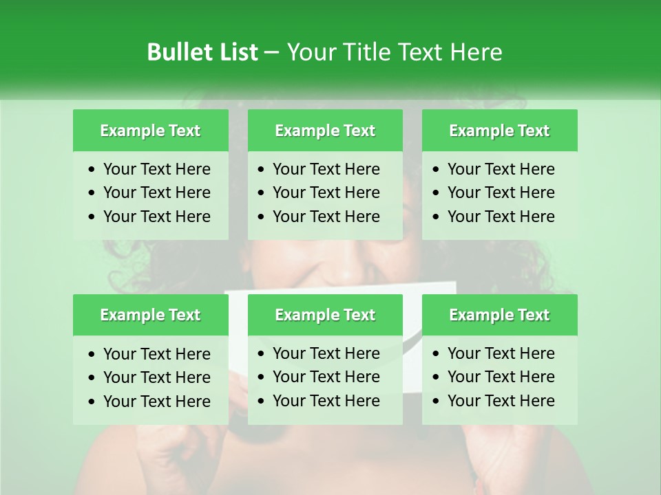 A Woman Holding A Card With A Smiley Face On It PowerPoint Template