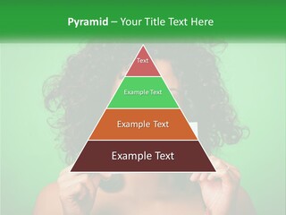 A Woman Holding A Card With A Smiley Face On It PowerPoint Template