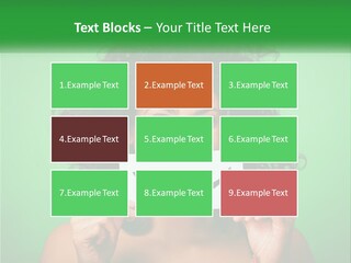 A Woman Holding A Card With A Smiley Face On It PowerPoint Template