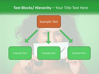 A Woman Holding A Card With A Smiley Face On It PowerPoint Template