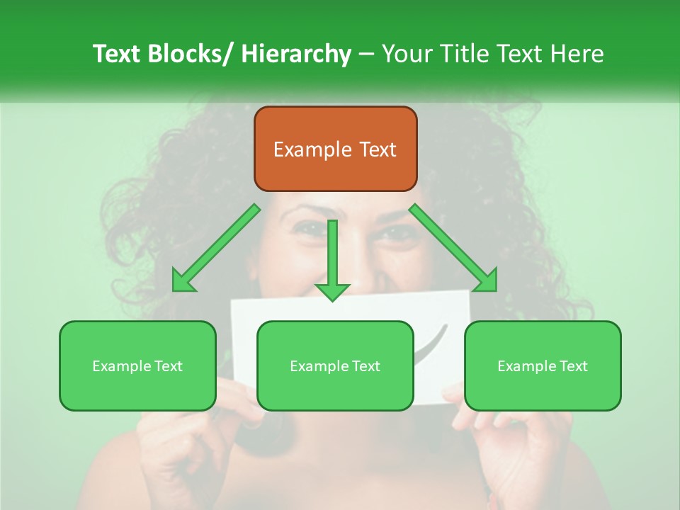A Woman Holding A Card With A Smiley Face On It PowerPoint Template