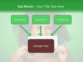 A Woman Holding A Card With A Smiley Face On It PowerPoint Template