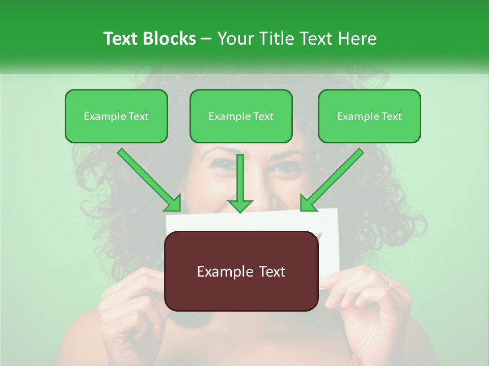 A Woman Holding A Card With A Smiley Face On It PowerPoint Template