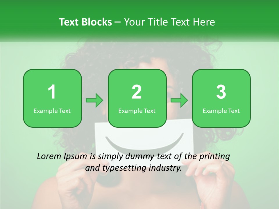 A Woman Holding A Card With A Smiley Face On It PowerPoint Template