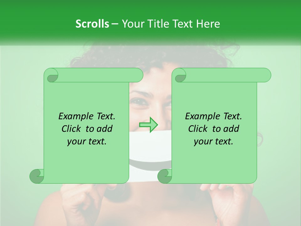 A Woman Holding A Card With A Smiley Face On It PowerPoint Template