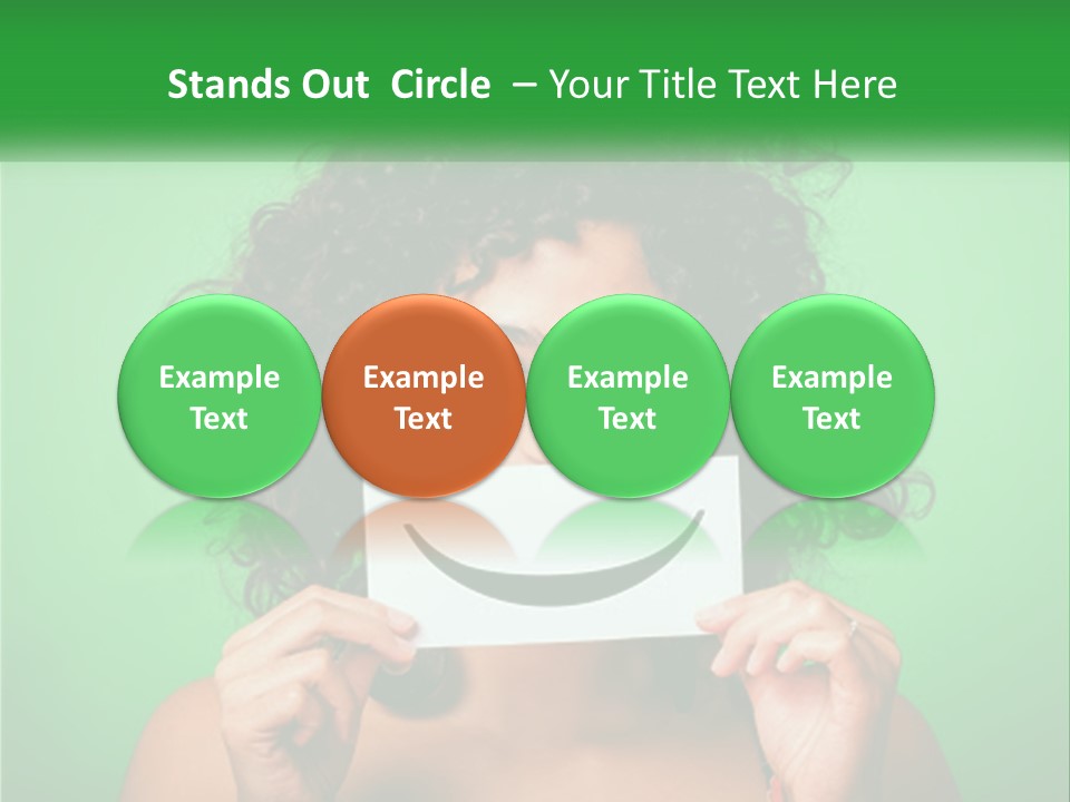 A Woman Holding A Card With A Smiley Face On It PowerPoint Template