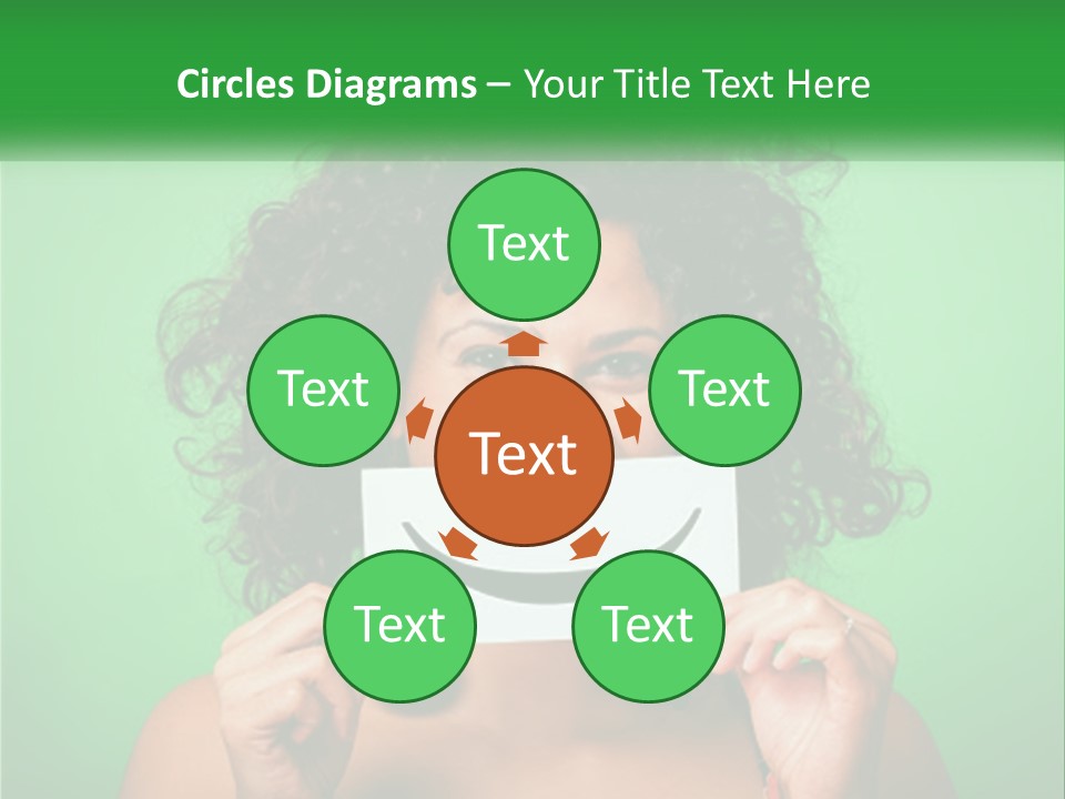 A Woman Holding A Card With A Smiley Face On It PowerPoint Template