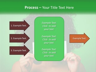 A Woman Holding A Card With A Smiley Face On It PowerPoint Template