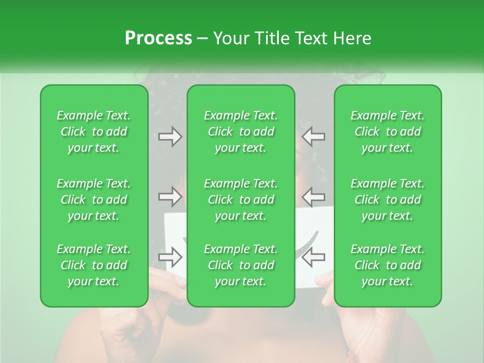 A Woman Holding A Card With A Smiley Face On It PowerPoint Template