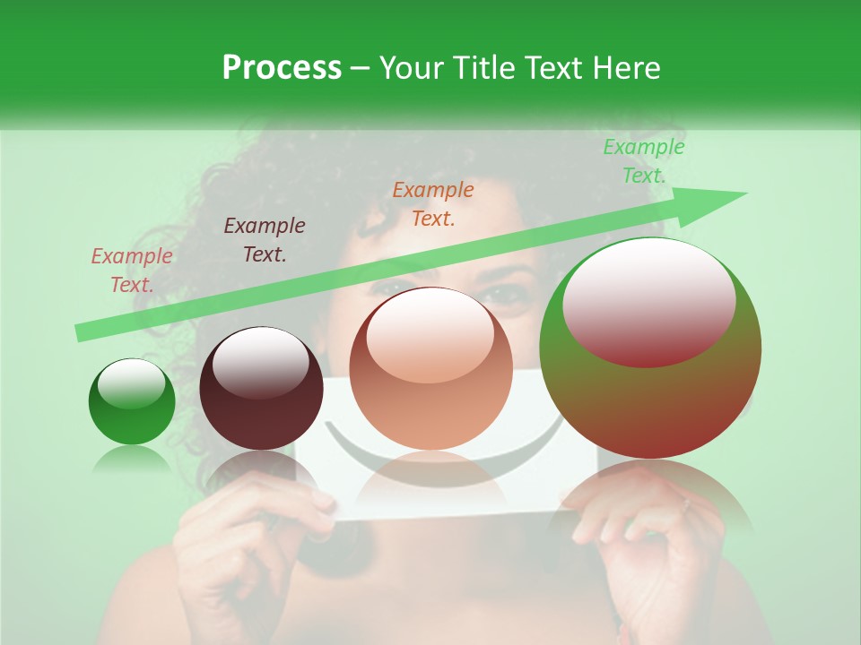 A Woman Holding A Card With A Smiley Face On It PowerPoint Template