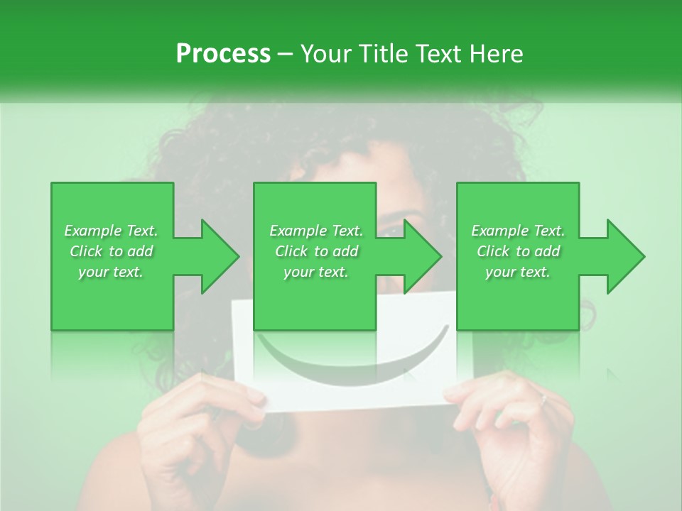 A Woman Holding A Card With A Smiley Face On It PowerPoint Template