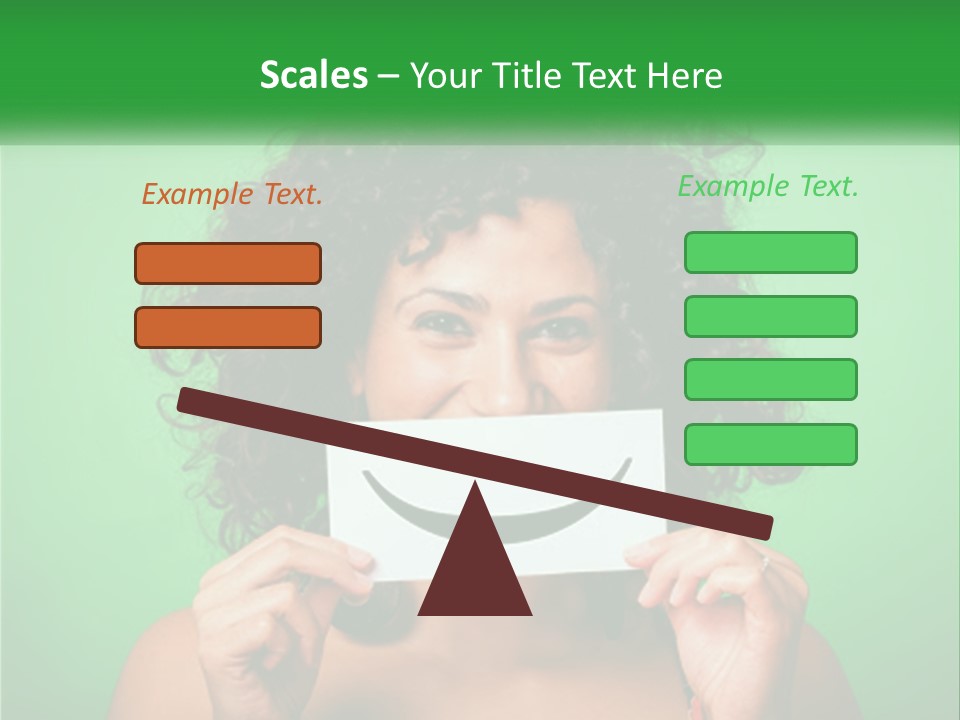A Woman Holding A Card With A Smiley Face On It PowerPoint Template