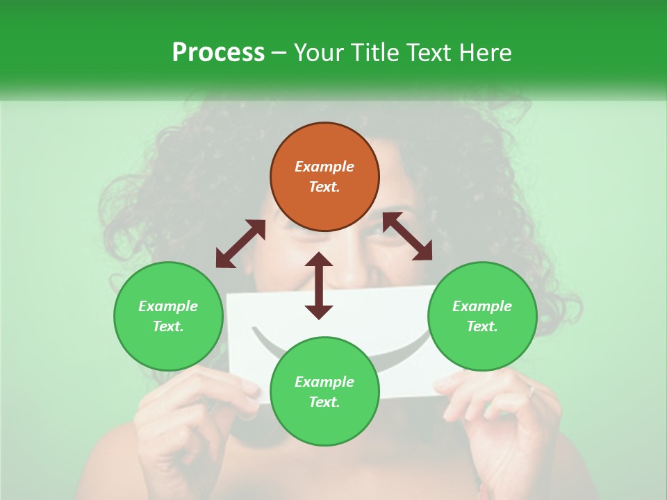 A Woman Holding A Card With A Smiley Face On It PowerPoint Template