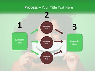 A Woman Holding A Card With A Smiley Face On It PowerPoint Template