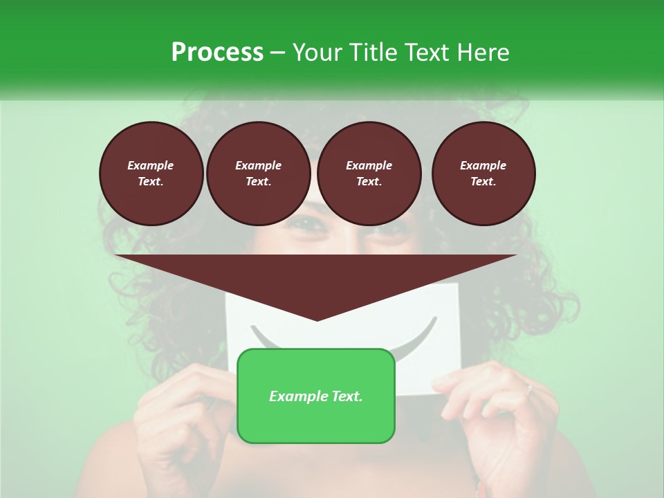 A Woman Holding A Card With A Smiley Face On It PowerPoint Template