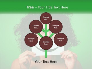 A Woman Holding A Card With A Smiley Face On It PowerPoint Template