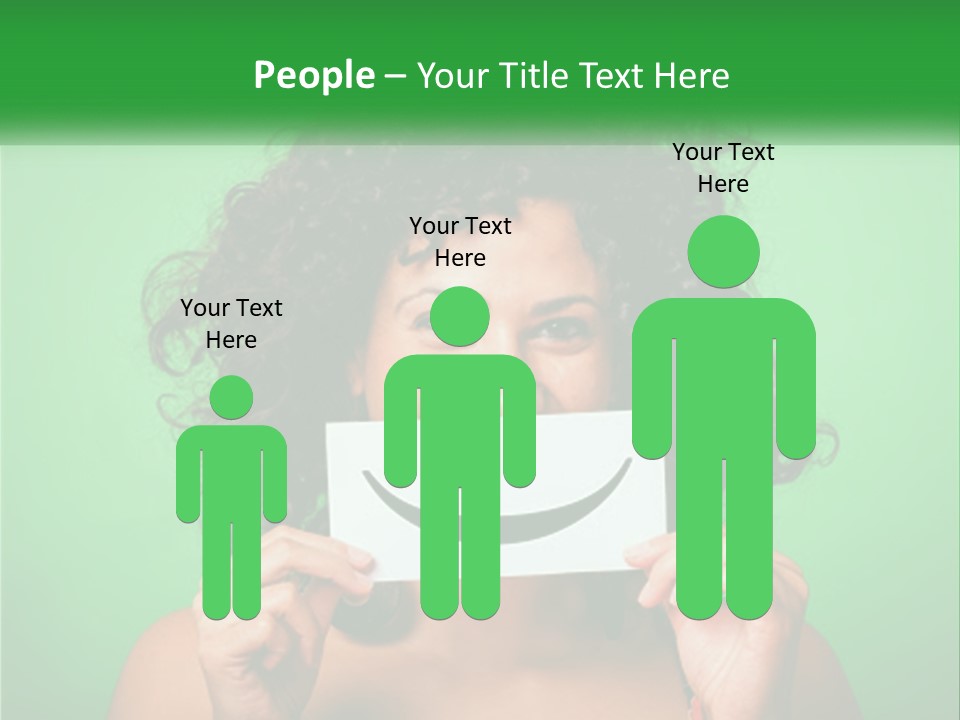 A Woman Holding A Card With A Smiley Face On It PowerPoint Template