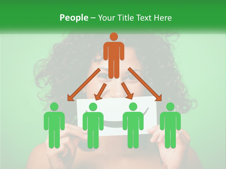 A Woman Holding A Card With A Smiley Face On It PowerPoint Template