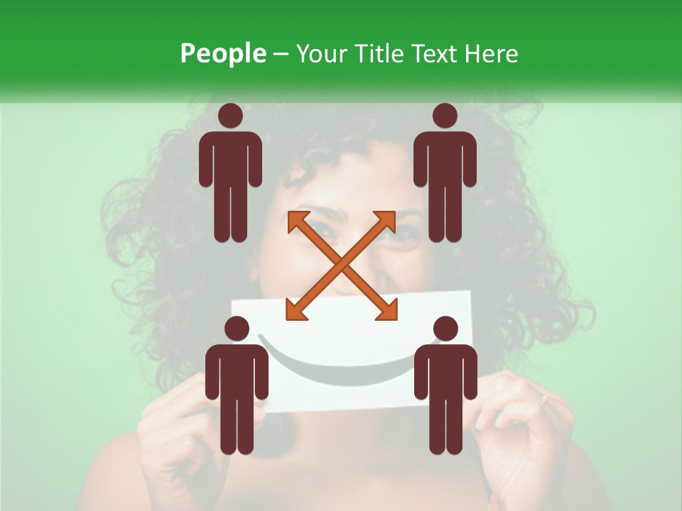 A Woman Holding A Card With A Smiley Face On It PowerPoint Template