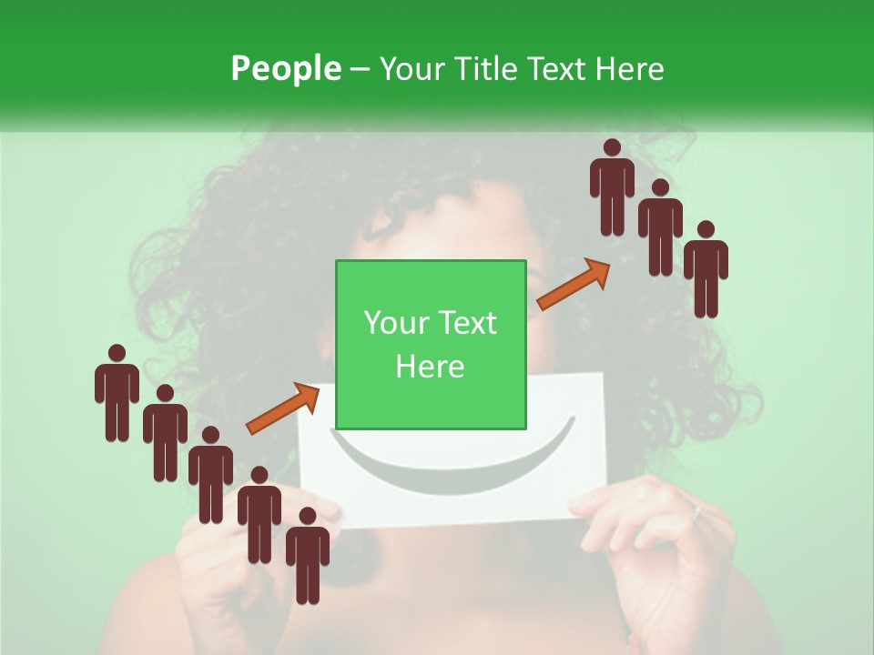 A Woman Holding A Card With A Smiley Face On It PowerPoint Template