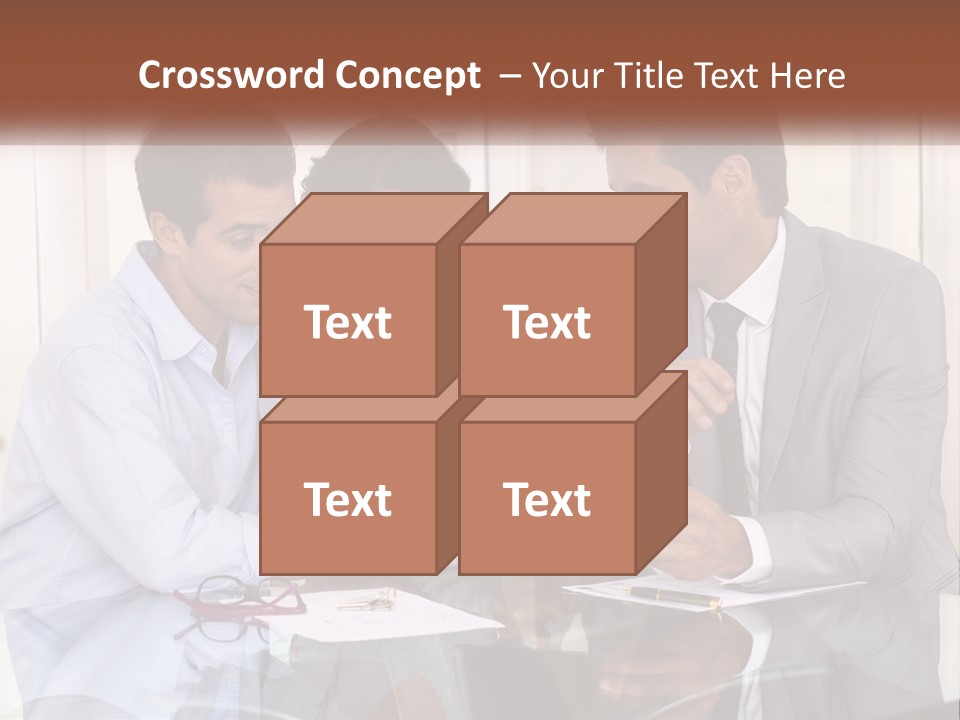 A Group Of People Sitting Around A Table Looking At A Tablet PowerPoint Template