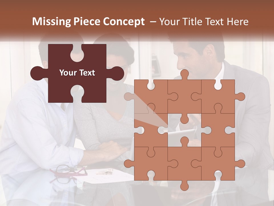 A Group Of People Sitting Around A Table Looking At A Tablet PowerPoint Template