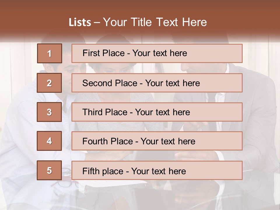 A Group Of People Sitting Around A Table Looking At A Tablet PowerPoint Template