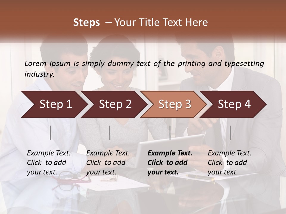 A Group Of People Sitting Around A Table Looking At A Tablet PowerPoint Template