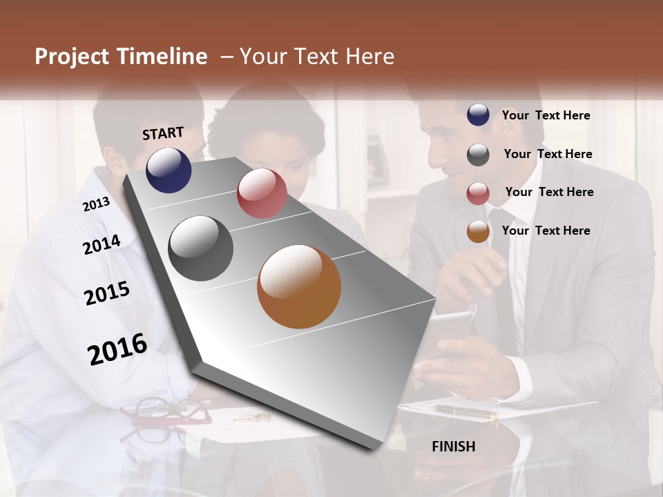 A Group Of People Sitting Around A Table Looking At A Tablet PowerPoint Template