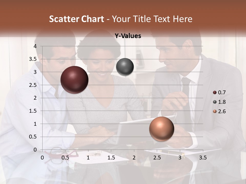 A Group Of People Sitting Around A Table Looking At A Tablet PowerPoint Template