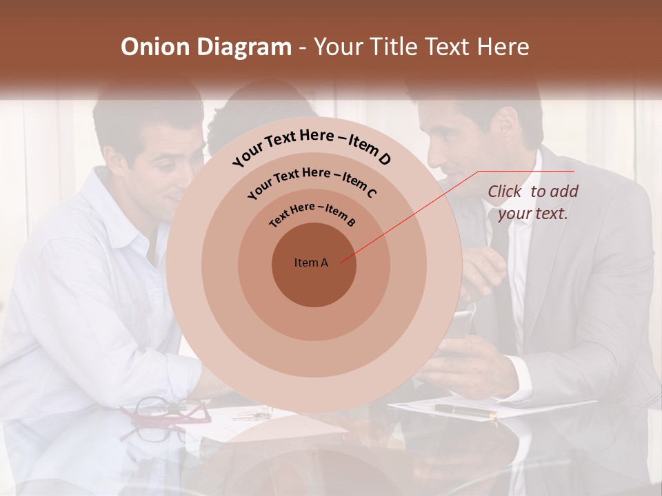 A Group Of People Sitting Around A Table Looking At A Tablet PowerPoint Template