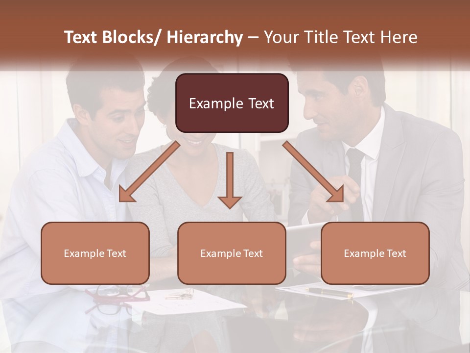 A Group Of People Sitting Around A Table Looking At A Tablet PowerPoint Template