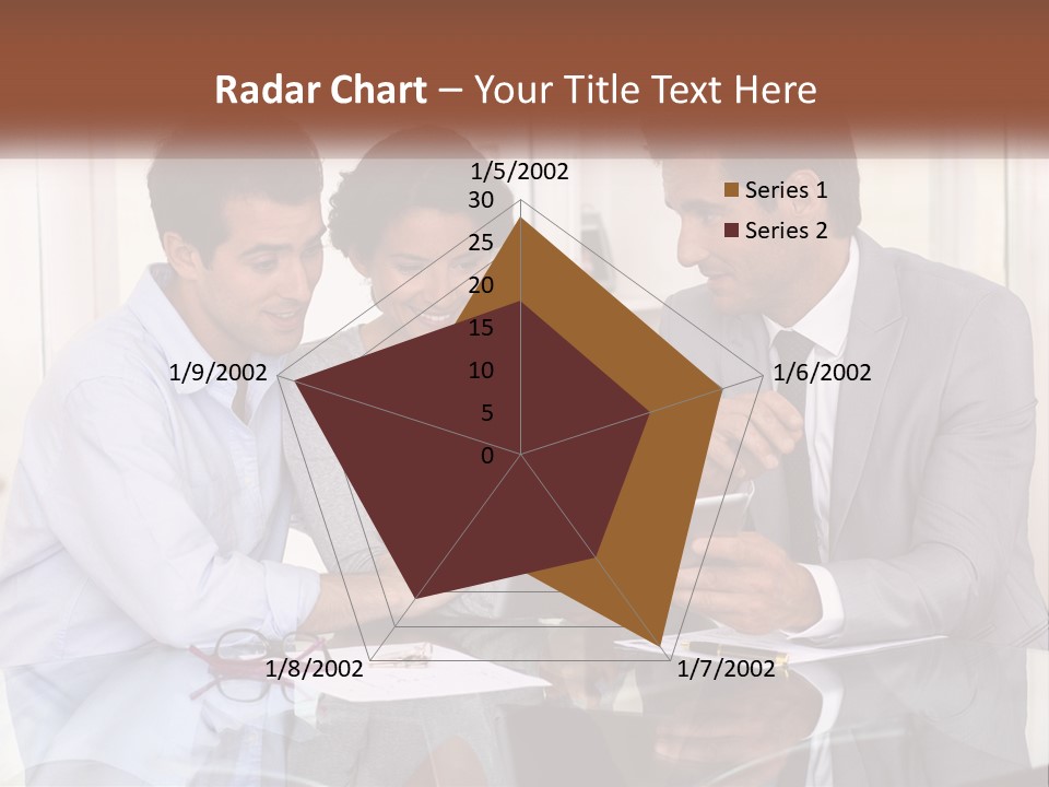 A Group Of People Sitting Around A Table Looking At A Tablet PowerPoint Template