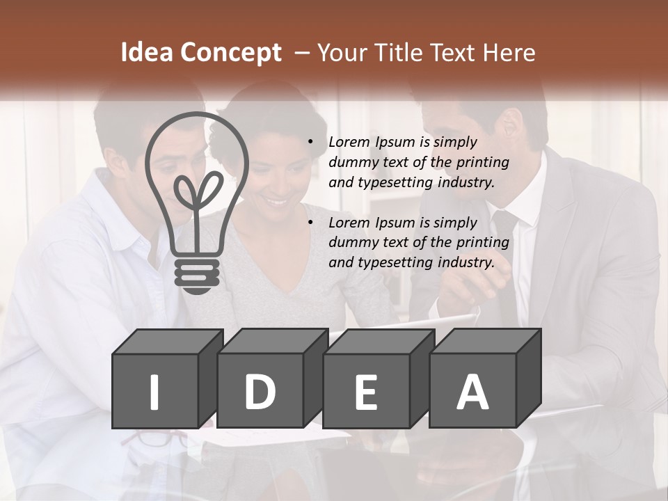 A Group Of People Sitting Around A Table Looking At A Tablet PowerPoint Template