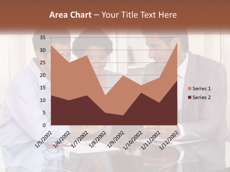 A Group Of People Sitting Around A Table Looking At A Tablet PowerPoint Template
