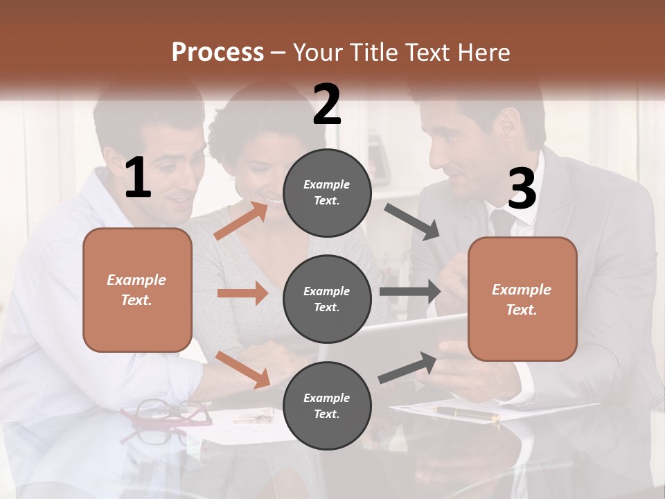 A Group Of People Sitting Around A Table Looking At A Tablet PowerPoint Template