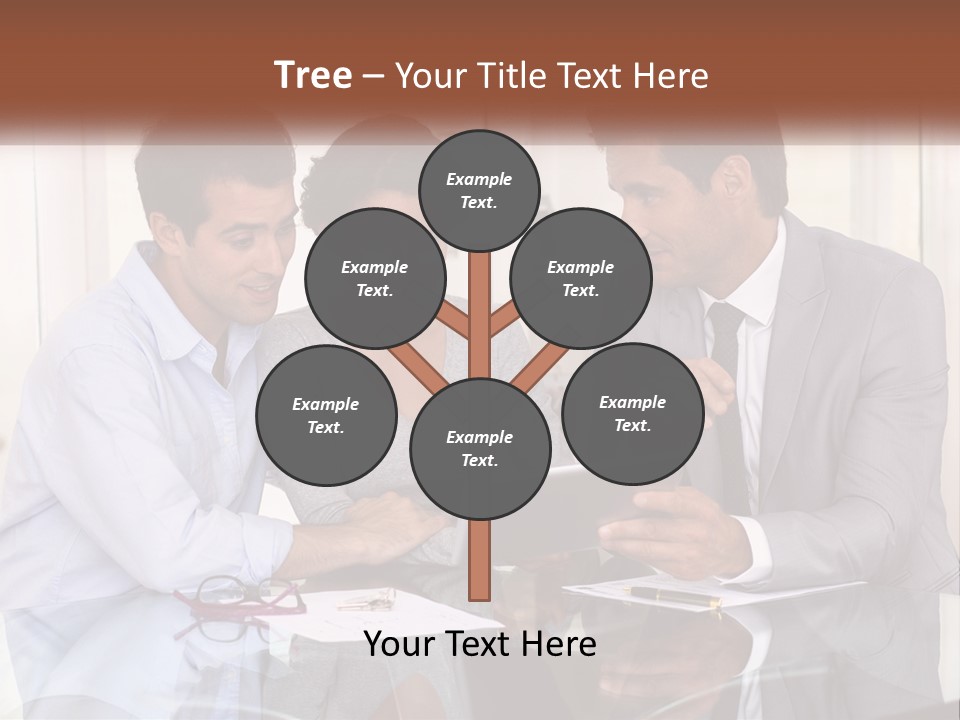 A Group Of People Sitting Around A Table Looking At A Tablet PowerPoint Template